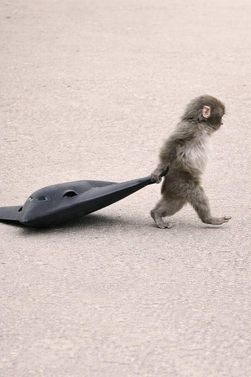 Monkey with stealth bomber